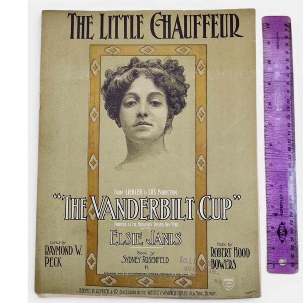 Little Chauffeur‎ 1906 Antique Sheet Music Elsie Janis Broadway Musical Theatre